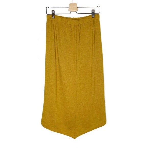 Vintage Mustard Yellow Pointed Hem Midi Knit Skirt - Picture 5 of 7